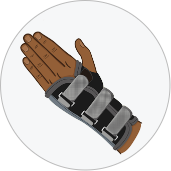 illustration of a hand wearing a brace due to carpal tunnel syndrome a repetitive strain injury